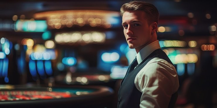 Panel taruhan baccarat menampilkan opsi Pemain, Bankir, dan Seri